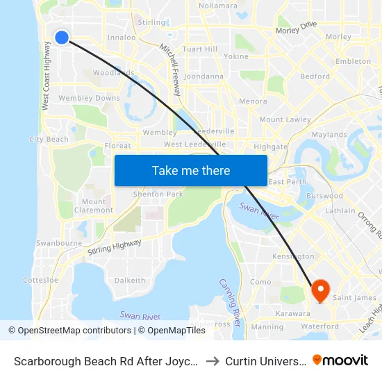 Scarborough Beach Rd After Joyce St to Curtin University map