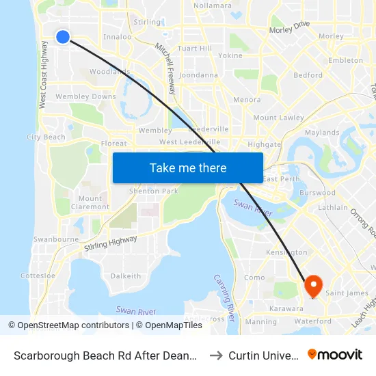 Scarborough Beach Rd After Deanmore Rd to Curtin University map