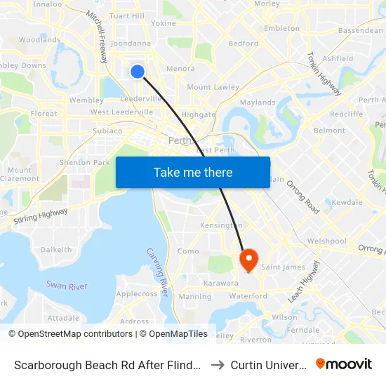 Scarborough Beach Rd After Flinders St to Curtin University map