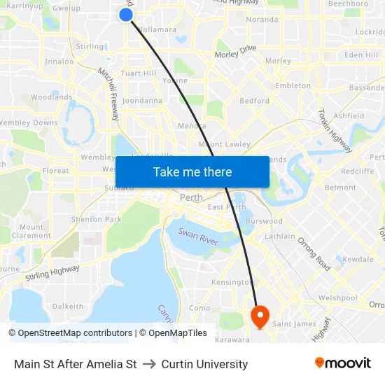 Main St After Amelia St to Curtin University map