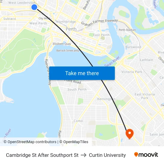 Cambridge St After Southport St to Curtin University map