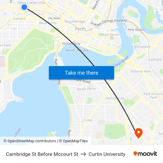 Cambridge St Before Mccourt St to Curtin University map