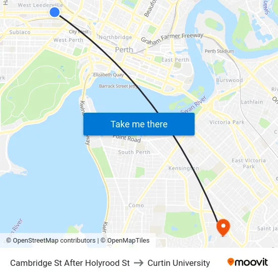 Cambridge St After Holyrood St to Curtin University map