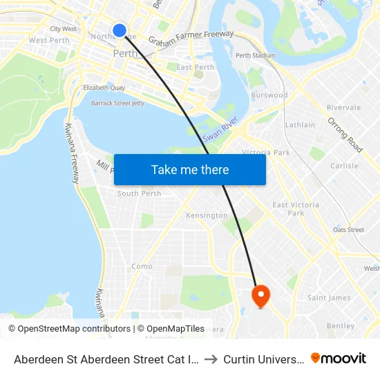 Aberdeen St Aberdeen Street Cat Id 8 to Curtin University map
