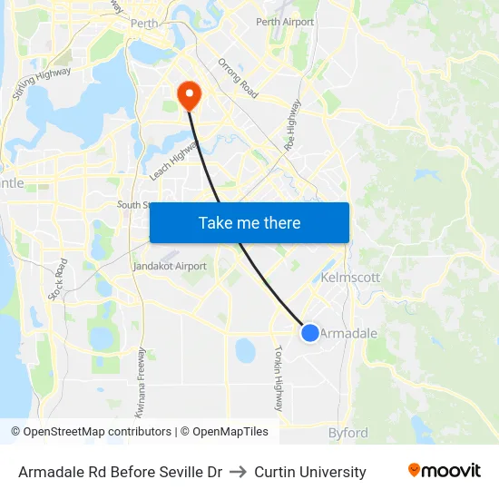 Armadale Rd Before Seville Dr to Curtin University map