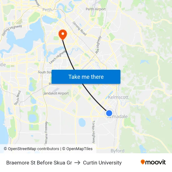 Braemore St Before Skua Gr to Curtin University map