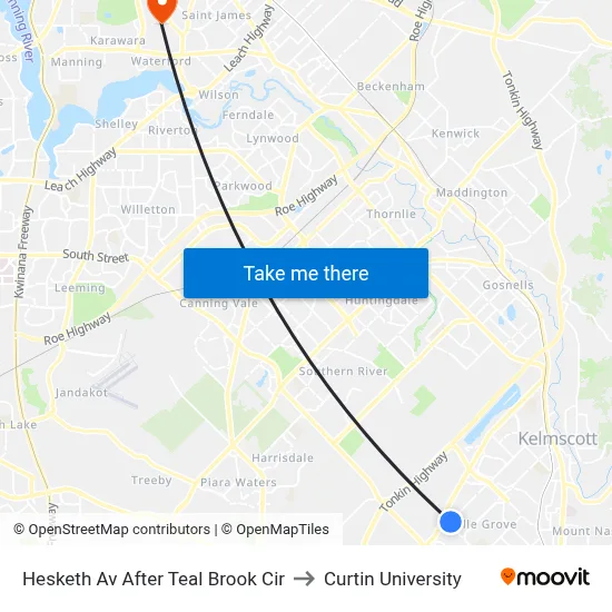 Hesketh Av After Teal Brook Cir to Curtin University map
