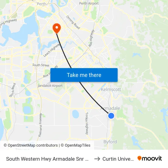 South Western Hwy Armadale Snr High Sch to Curtin University map