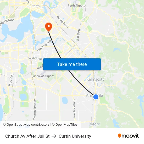 Church Av After Jull St to Curtin University map