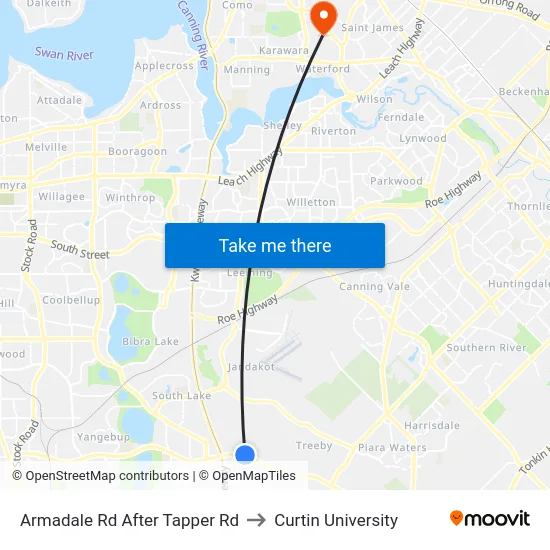 Armadale Rd After Tapper Rd to Curtin University map