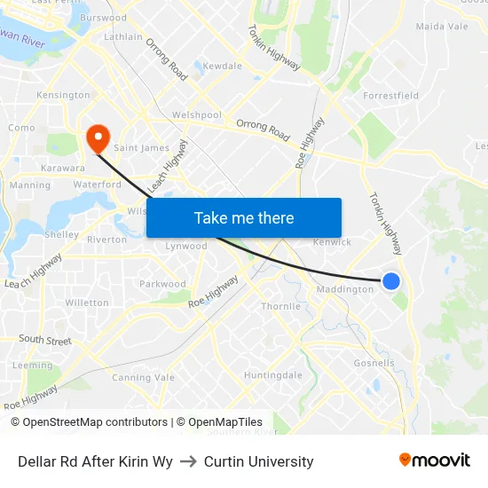 Dellar Rd After Kirin Wy to Curtin University map