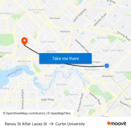 Renou St After Lacey St to Curtin University map