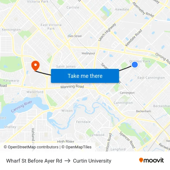 Wharf St Before Ayer Rd to Curtin University map