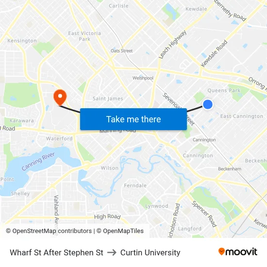 Wharf St After Stephen St to Curtin University map