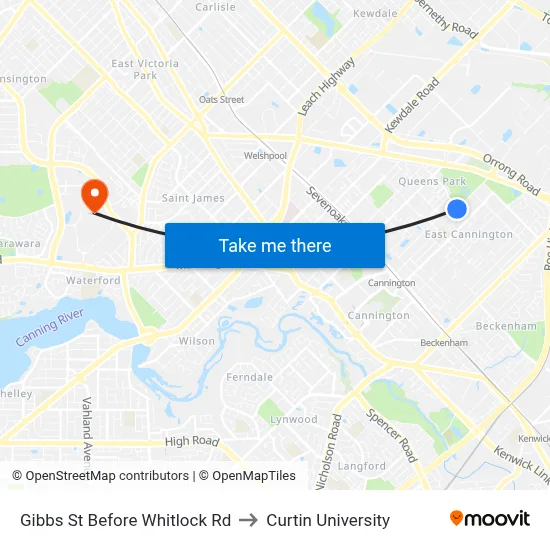 Gibbs St Before Whitlock Rd to Curtin University map