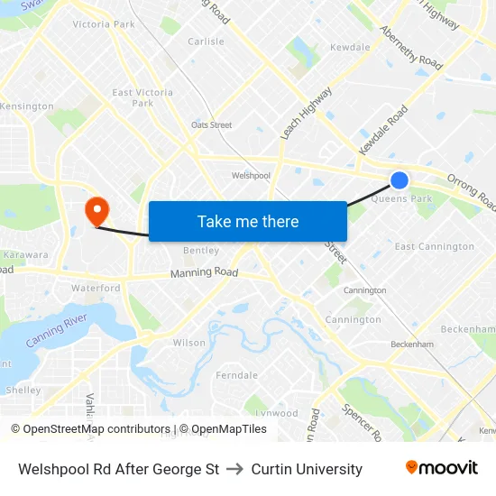 Welshpool Rd After George St to Curtin University map
