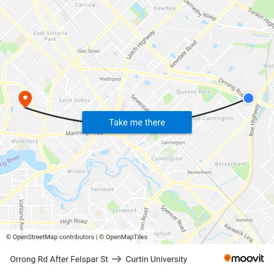 Orrong Rd After Felspar St to Curtin University map