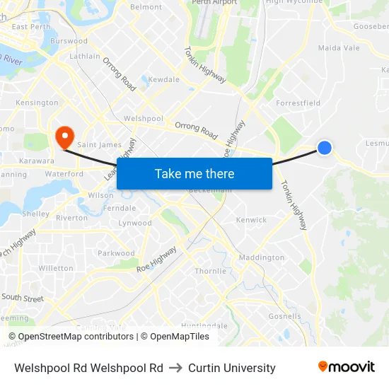 Welshpool Rd Welshpool Rd to Curtin University map
