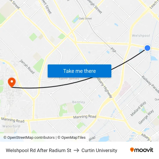 Welshpool Rd After Radium St to Curtin University map