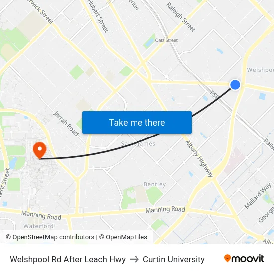 Welshpool Rd After Leach Hwy to Curtin University map