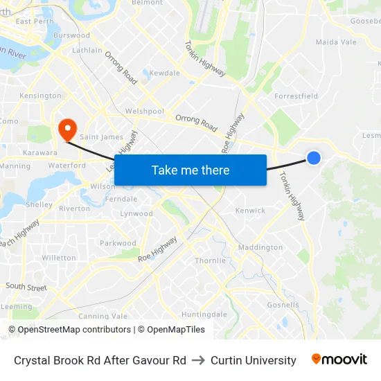 Crystal Brook Rd After Gavour Rd to Curtin University map