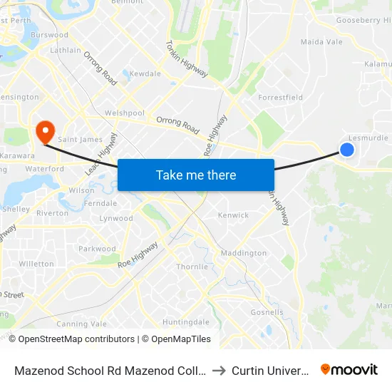 Mazenod School Rd Mazenod College to Curtin University map