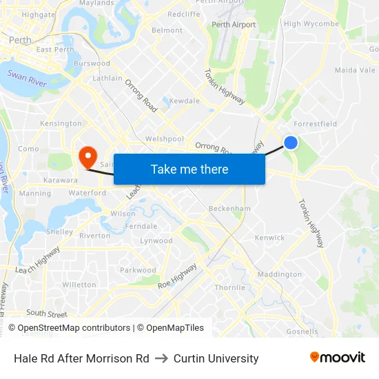 Hale Rd After Morrison Rd to Curtin University map