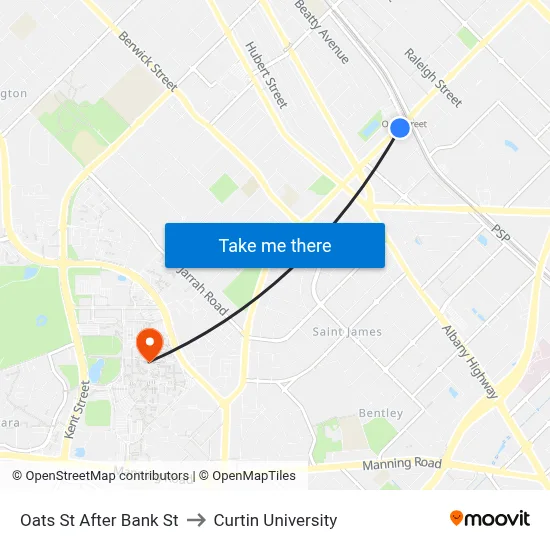 Oats St After Bank St to Curtin University map