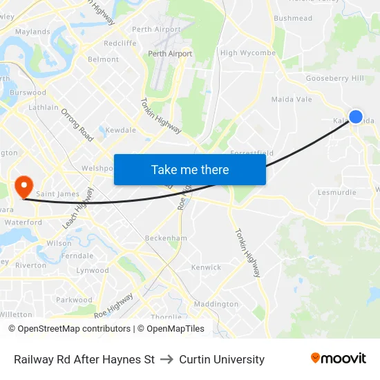 Railway Rd After Haynes St to Curtin University map