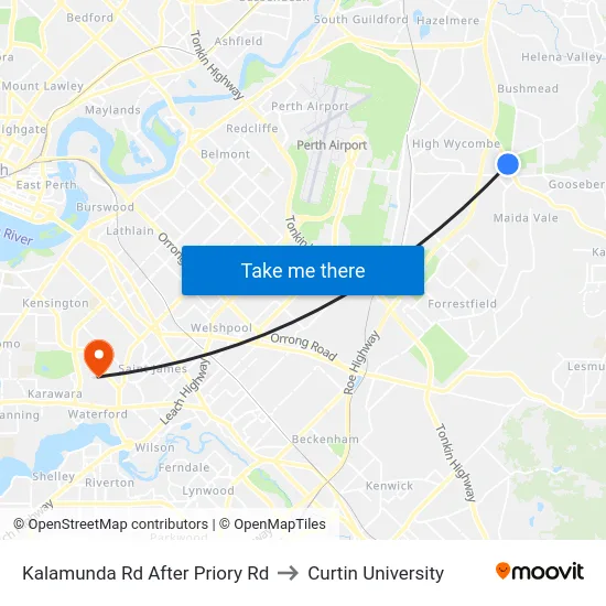 Kalamunda Rd After Priory Rd to Curtin University map