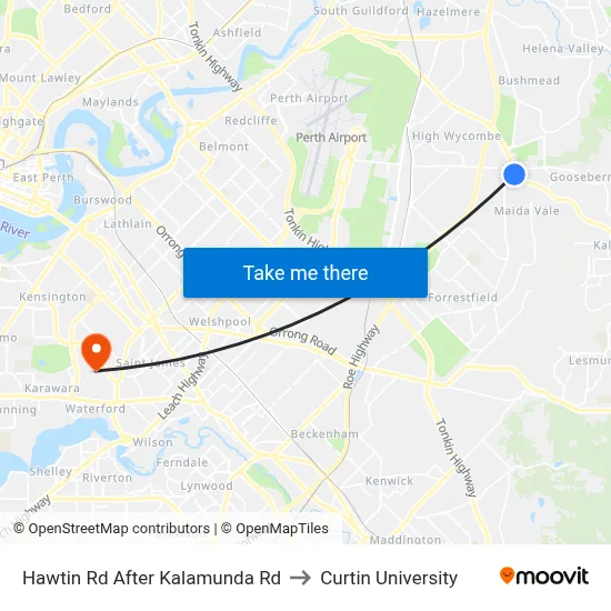 Hawtin Rd After Kalamunda Rd to Curtin University map