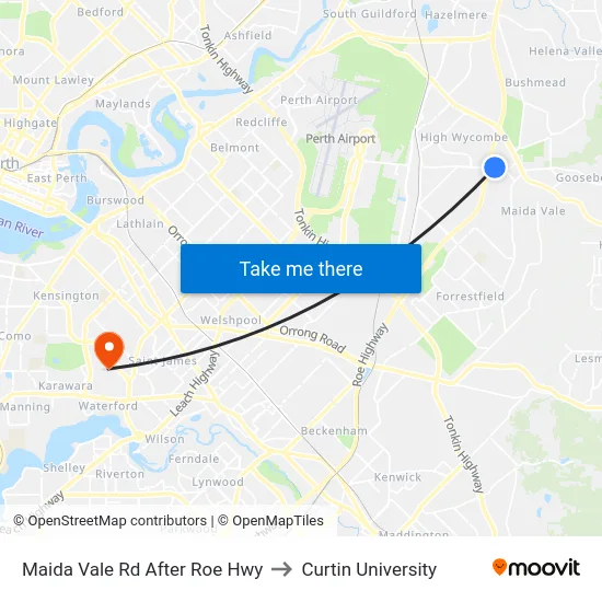 Maida Vale Rd After Roe Hwy to Curtin University map