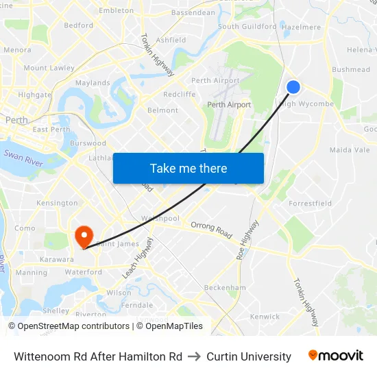 Wittenoom Rd After Hamilton Rd to Curtin University map