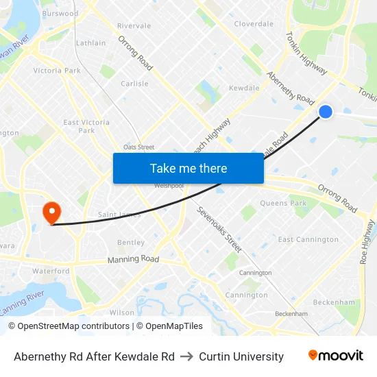 Abernethy Rd After Kewdale Rd to Curtin University map