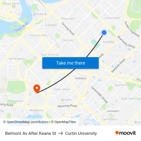 Belmont Av After Keane St to Curtin University map