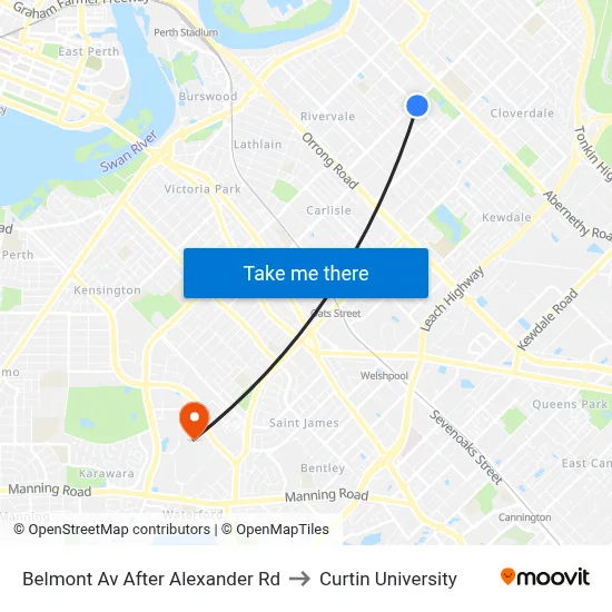 Belmont Av After Alexander Rd to Curtin University map