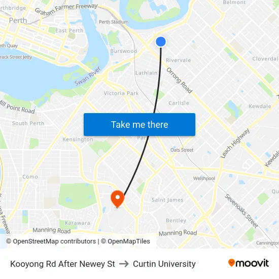 Kooyong Rd After Newey St to Curtin University map
