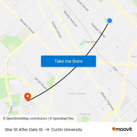 Star St After Oats St to Curtin University map