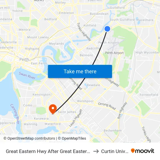 Great Eastern Hwy After Great Eastern Hwy Bypass to Curtin University map