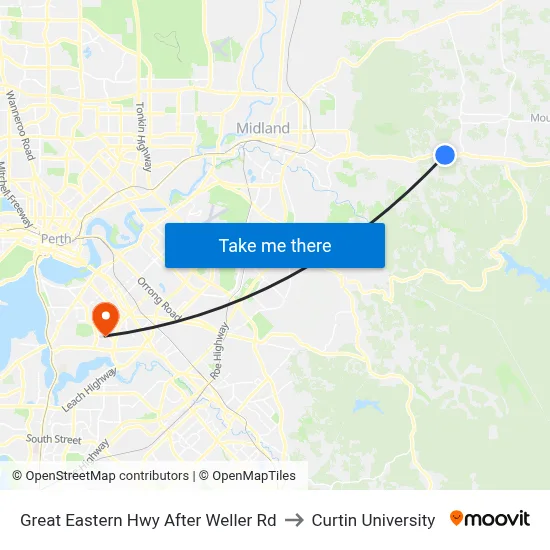 Great Eastern Hwy After Weller Rd to Curtin University map