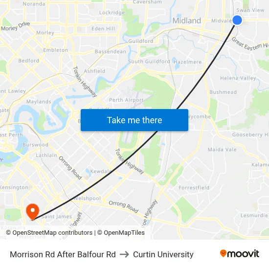 Morrison Rd After Balfour Rd to Curtin University map