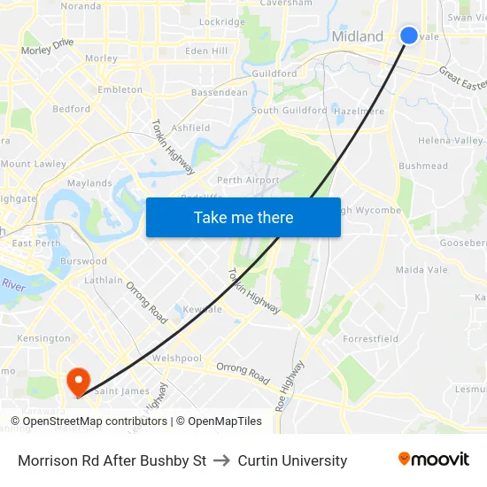 Morrison Rd After Bushby St to Curtin University map