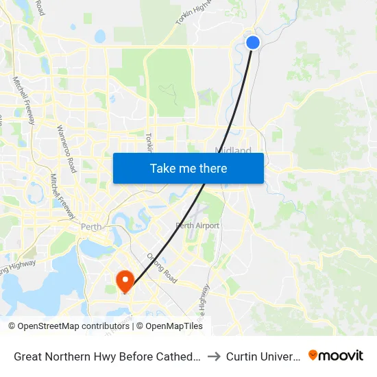 Great Northern Hwy Before Cathedral Av to Curtin University map