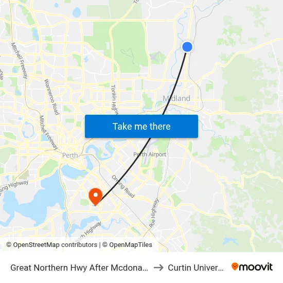 Great Northern Hwy After Mcdonald St to Curtin University map