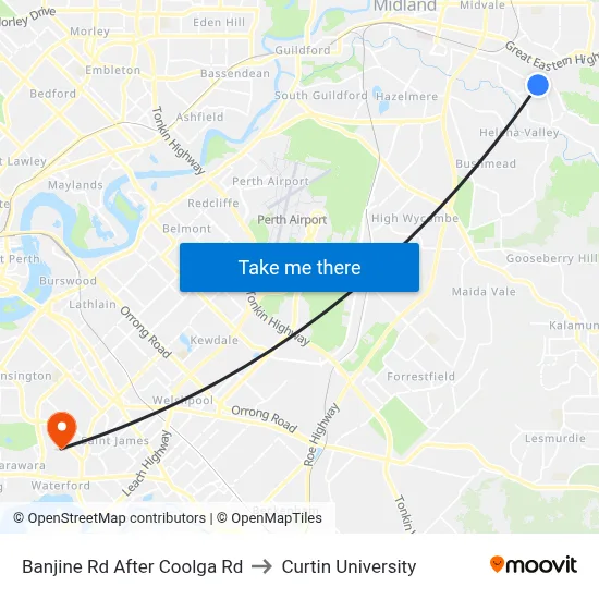 Banjine Rd After Coolga Rd to Curtin University map