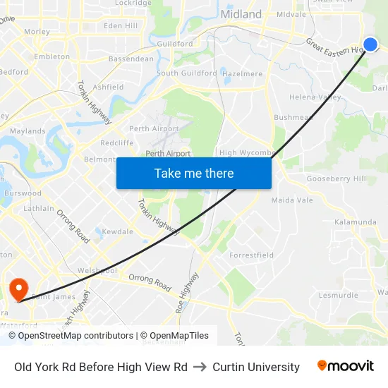 Old York Rd Before High View Rd to Curtin University map