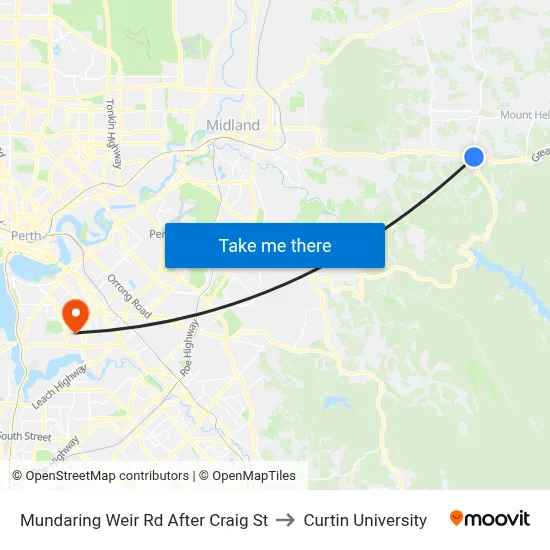 Mundaring Weir Rd After Craig St to Curtin University map