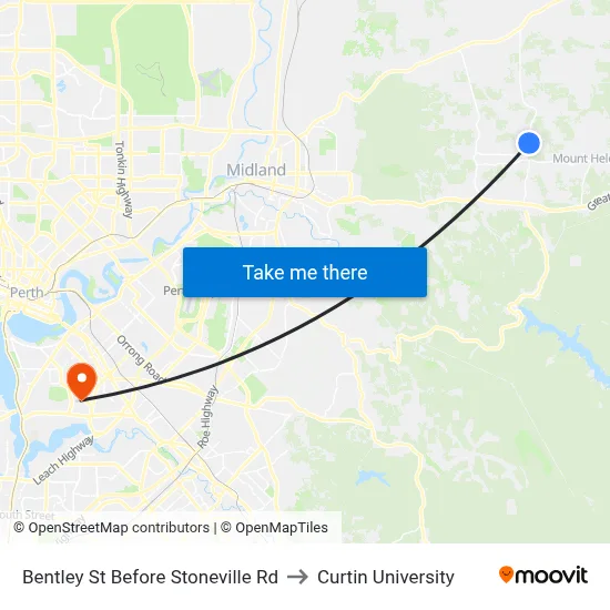 Bentley St Before Stoneville Rd to Curtin University map
