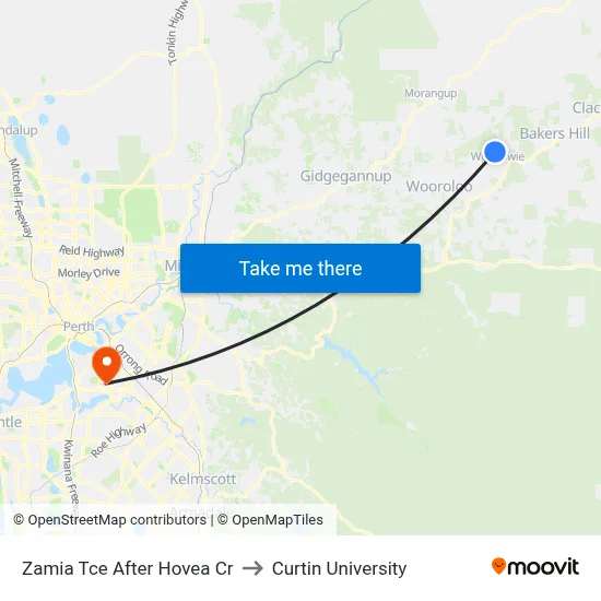Zamia Tce After Hovea Cr to Curtin University map