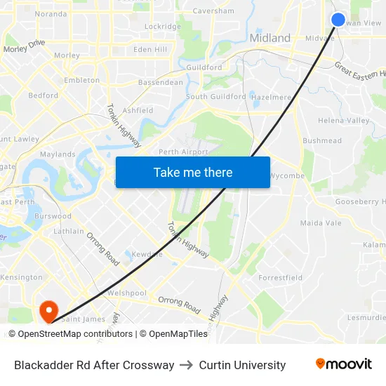Blackadder Rd After Crossway to Curtin University map